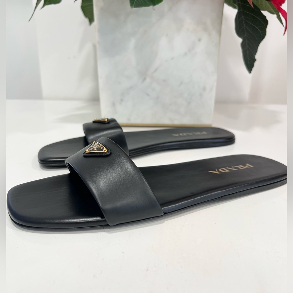Prada Triangle Logo Slide Sandal - Picture 4 of 8